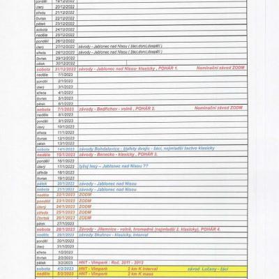 Termínová listina zima 22-23